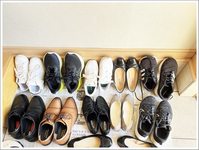 靴箱の掃除で全ての靴を出す