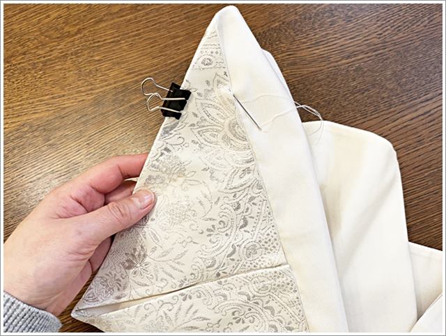 【帯をリメイク】テーブルランナーの作り方②三角に折って手縫いする