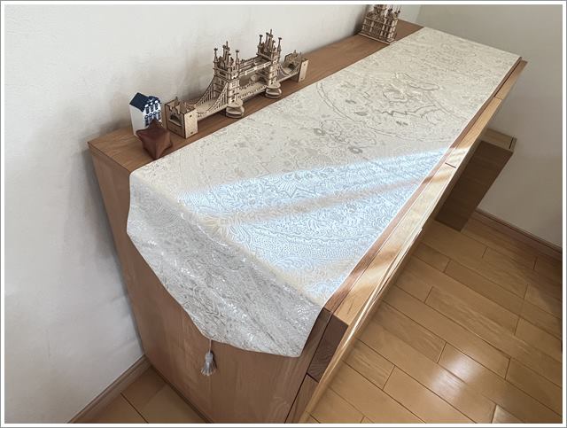 完成した帯をリメイクして作ったテーブルランナー