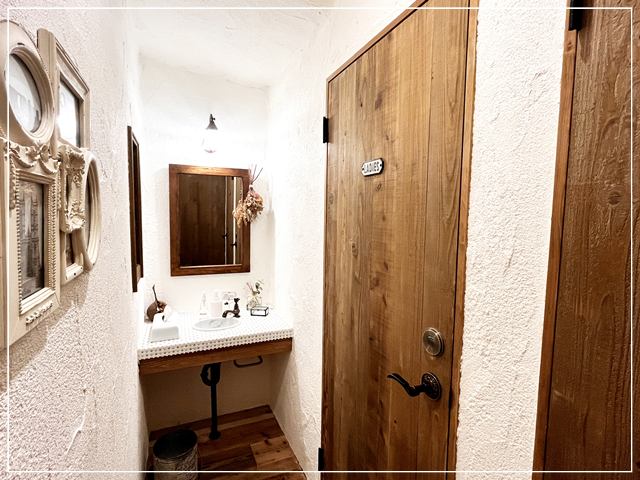 イギリス風カフェ「カームガーデン」のお手洗いの手洗い場