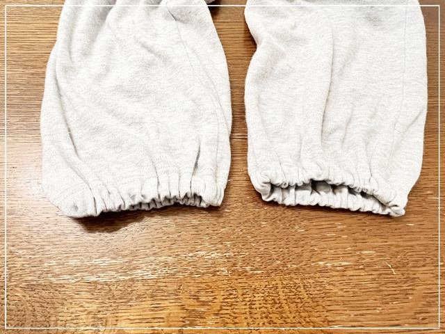 ズボンの裾口にゴムを入れた状態