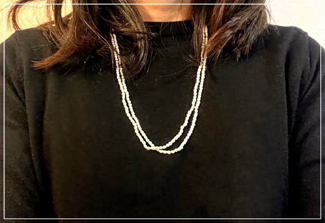 リフォームした2連の淡水パールのネックレス