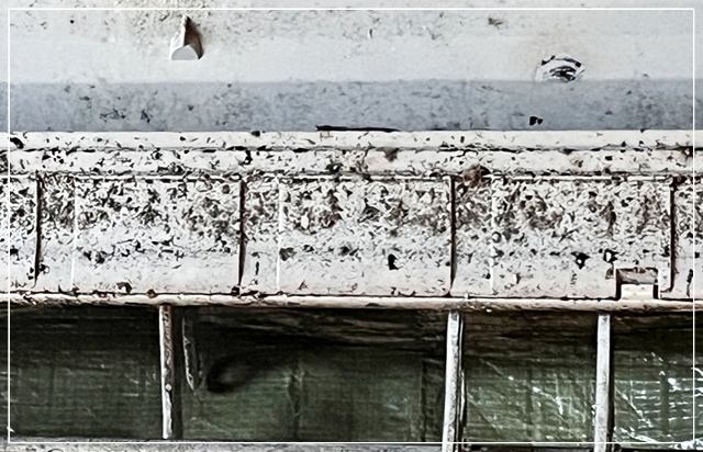 洗浄前のエアコン内部はホコリやカビで真っ黒